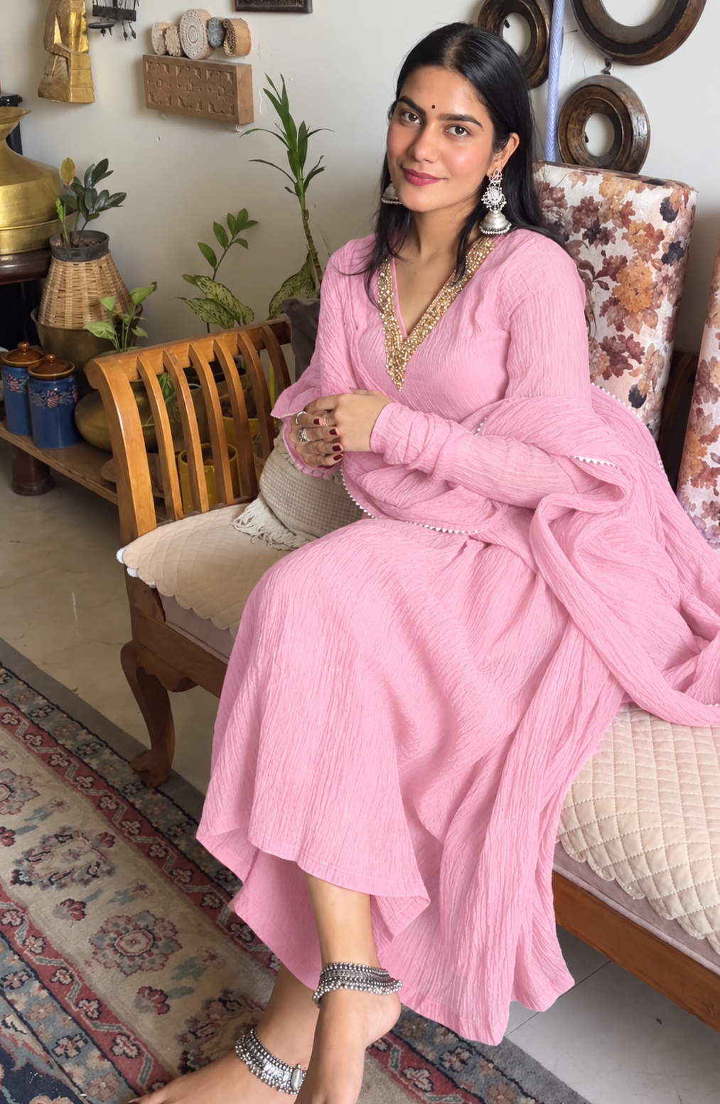 Zaib ( pink chanderi)