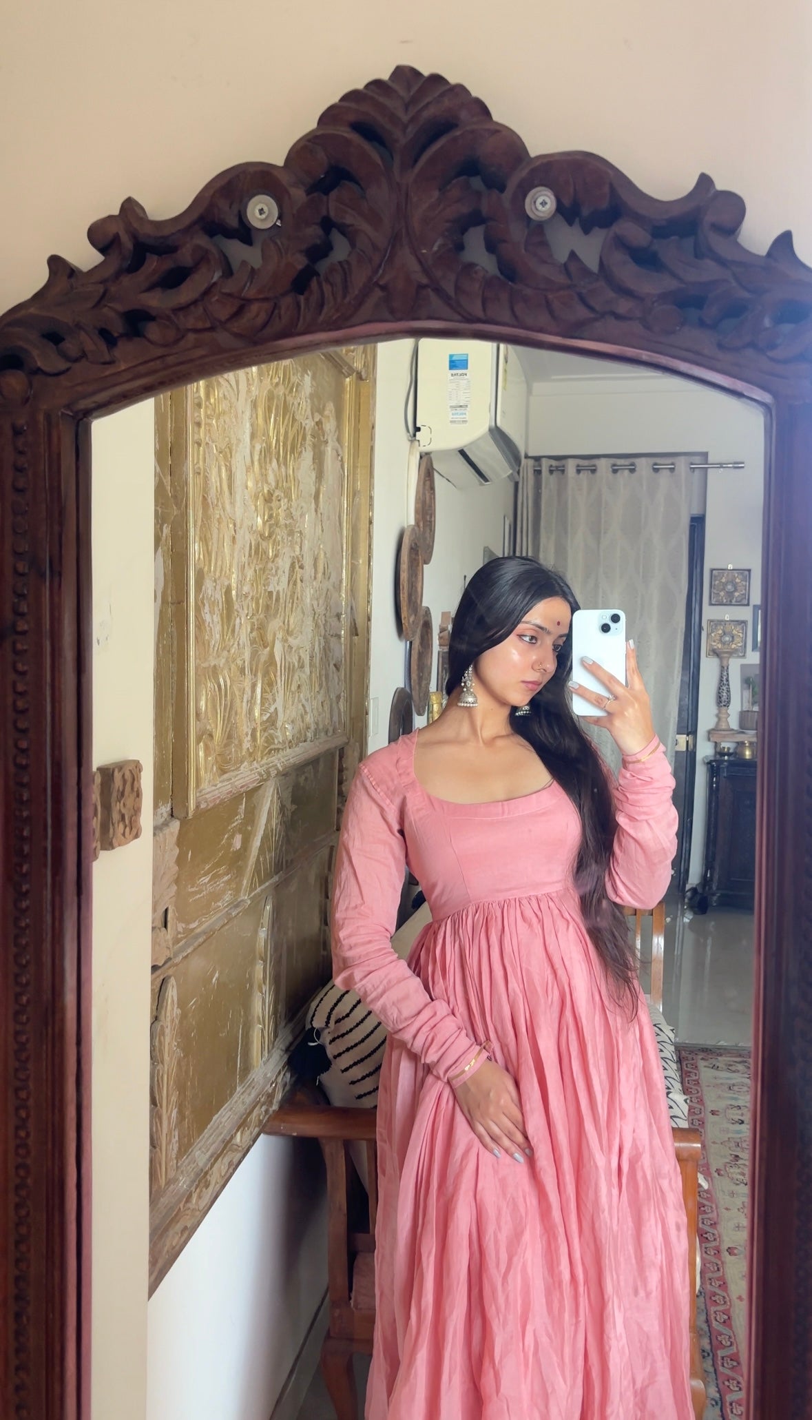 Salmon pink chaand set