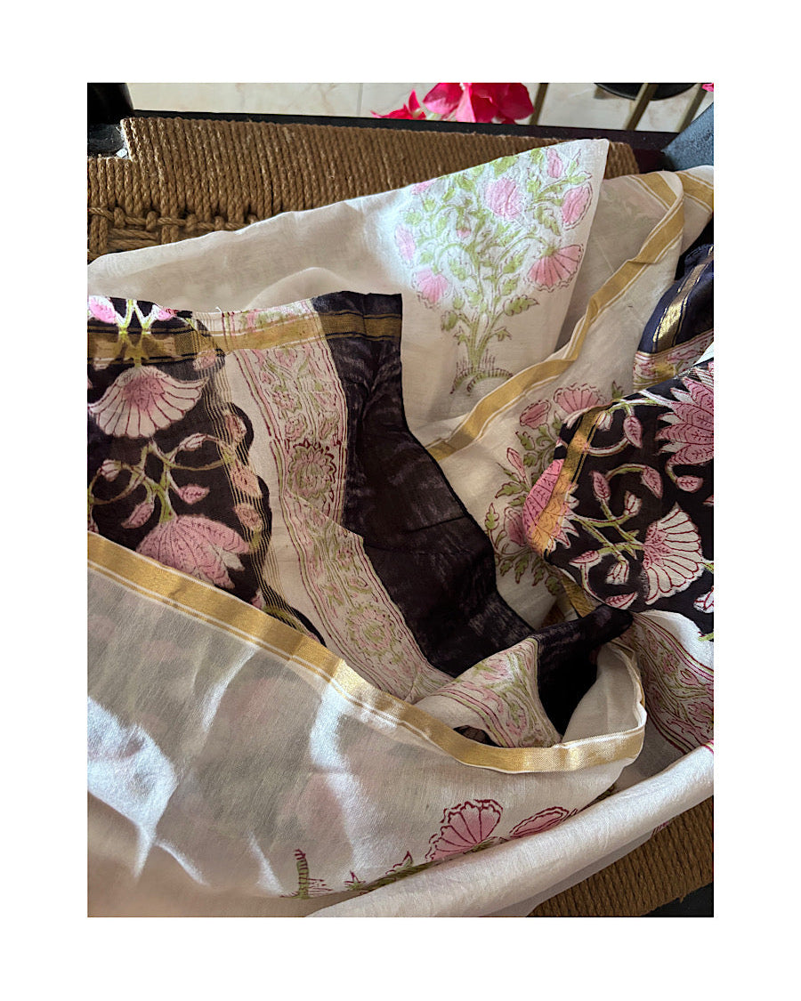 Chanderi Mughal Pink Dupatta