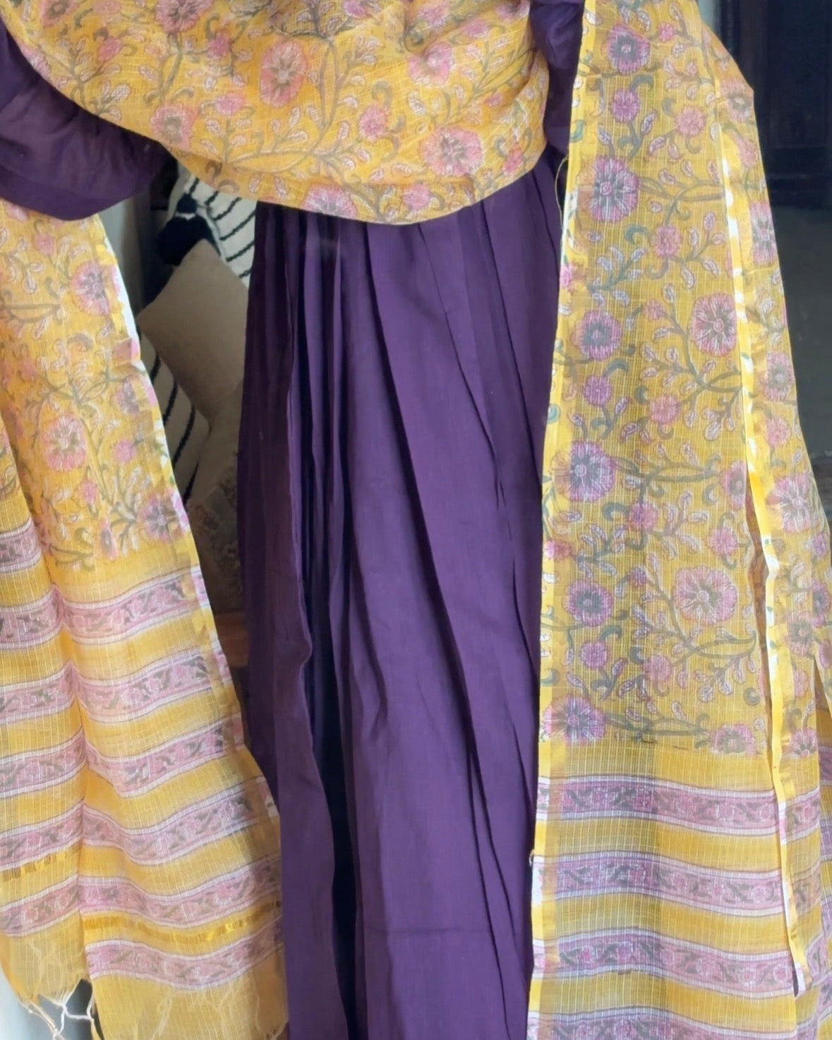 Purple Mul with Kota Doria