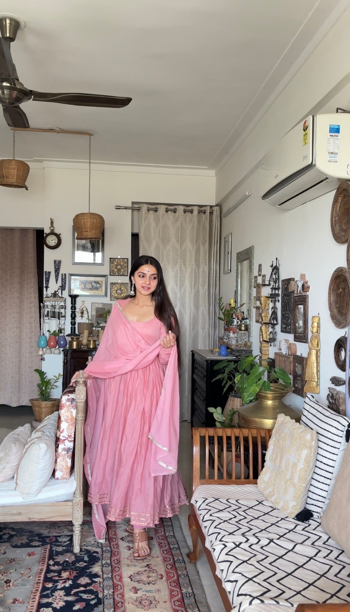Salmon pink chaand set