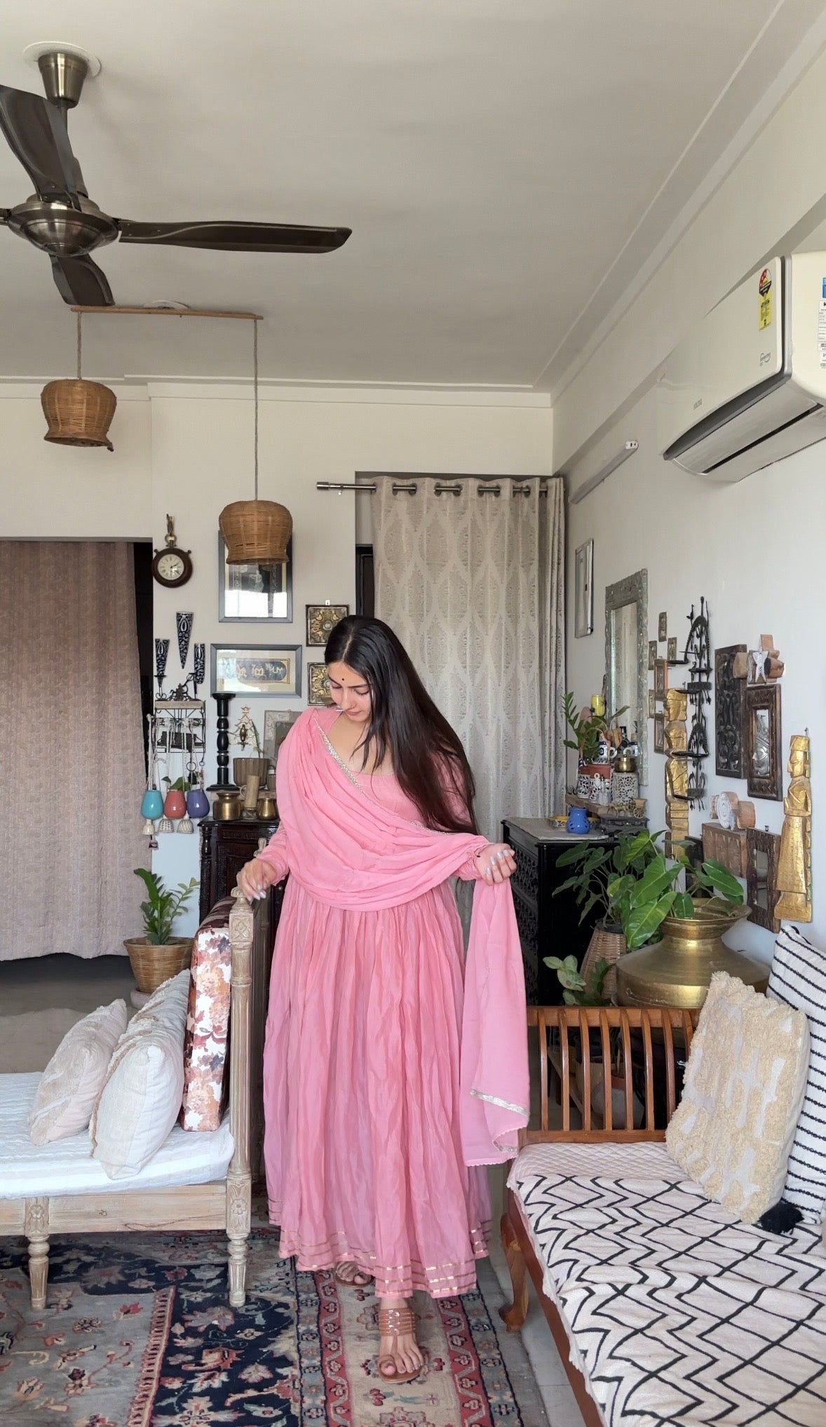 Salmon pink chaand set