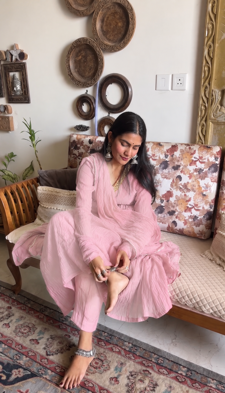 Zaib ( pink chanderi)