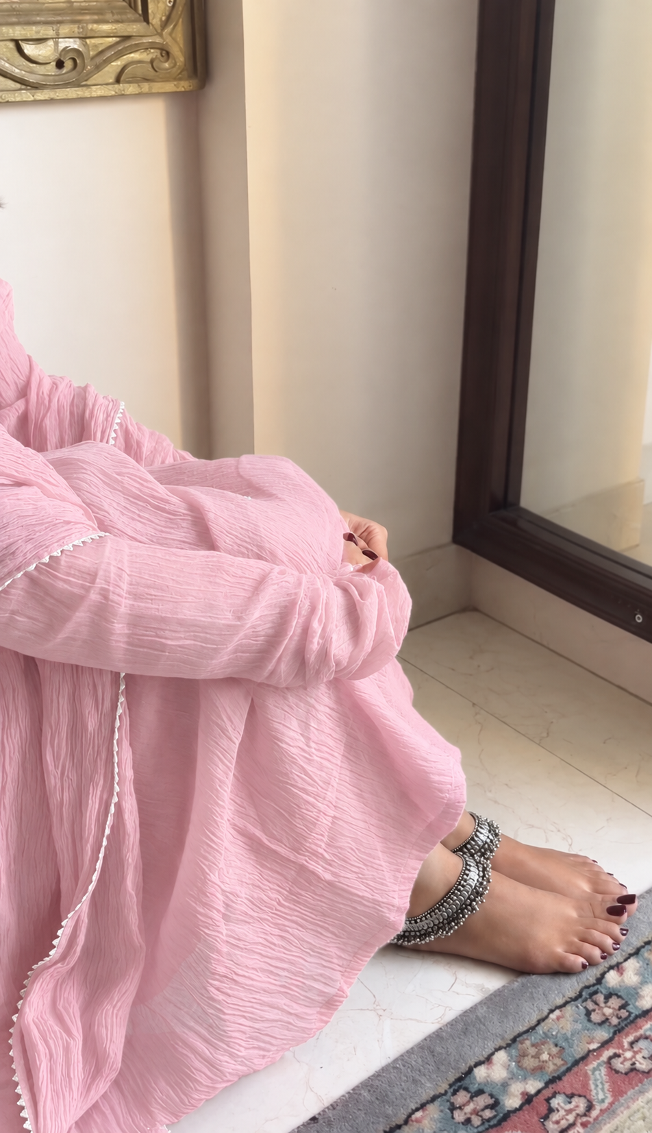 Zaib ( pink chanderi)