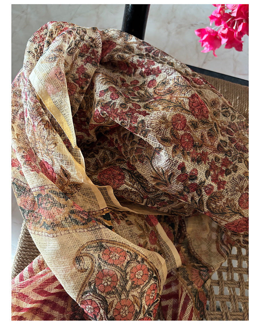 Beige  baksua Baagh Dupatta