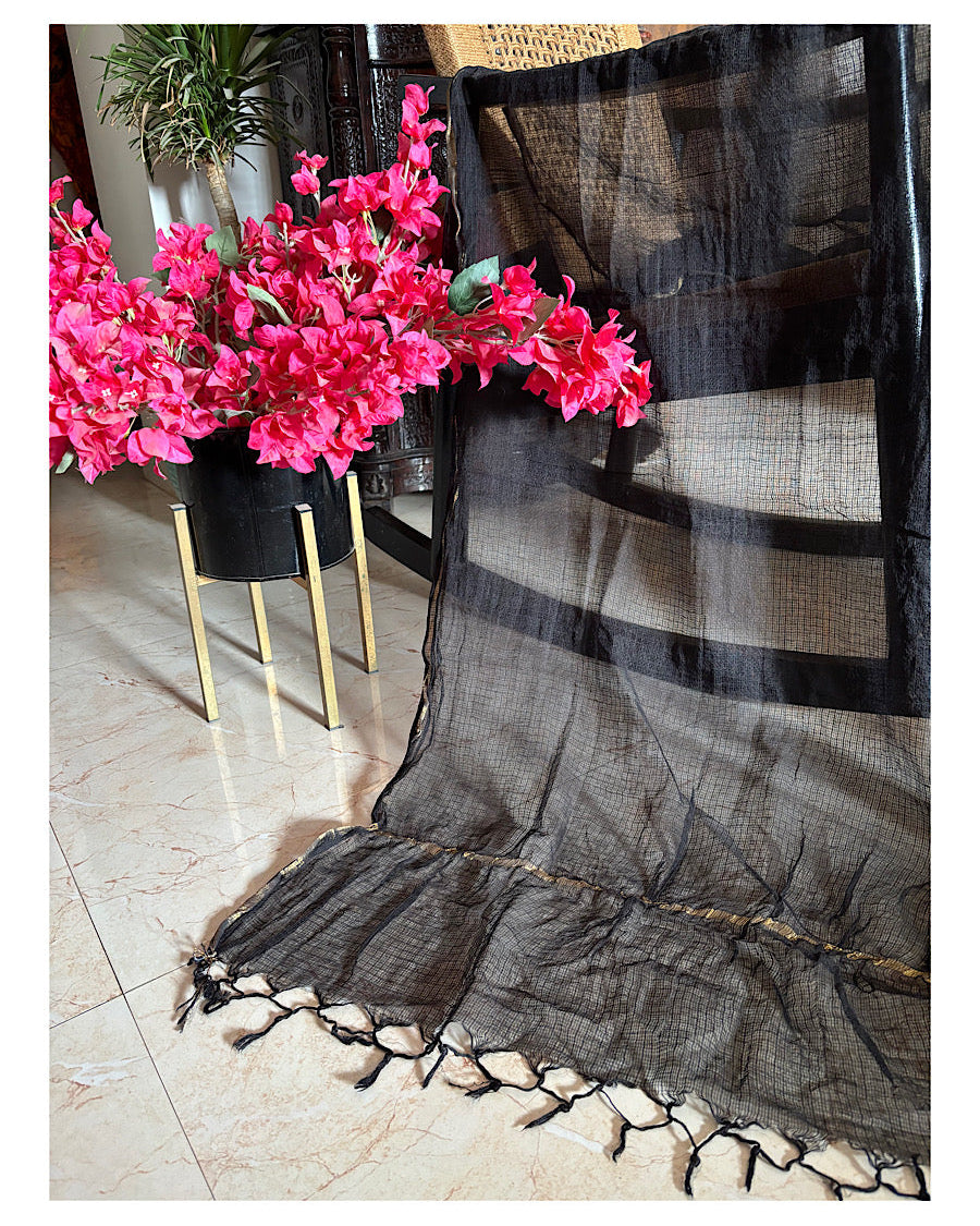 Jet Black Kota Dupatta