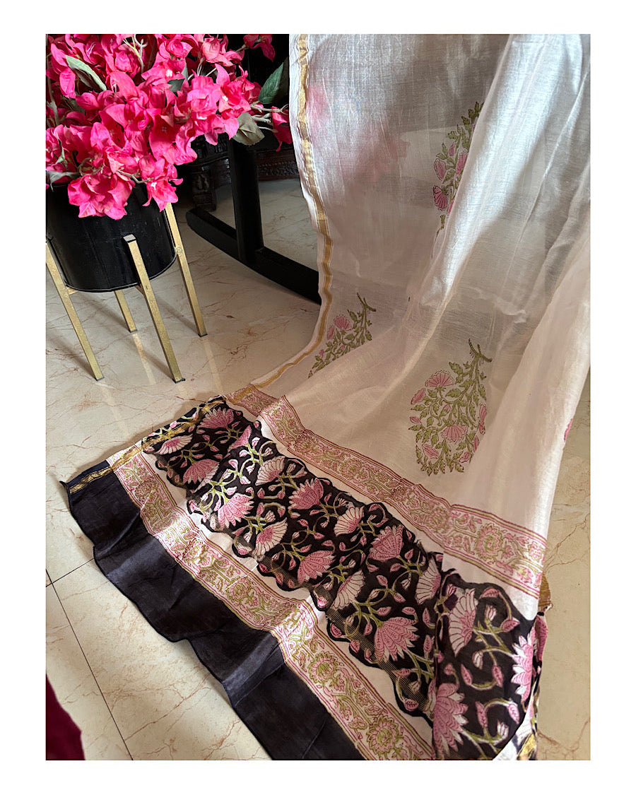 Chanderi Mughal Pink Dupatta