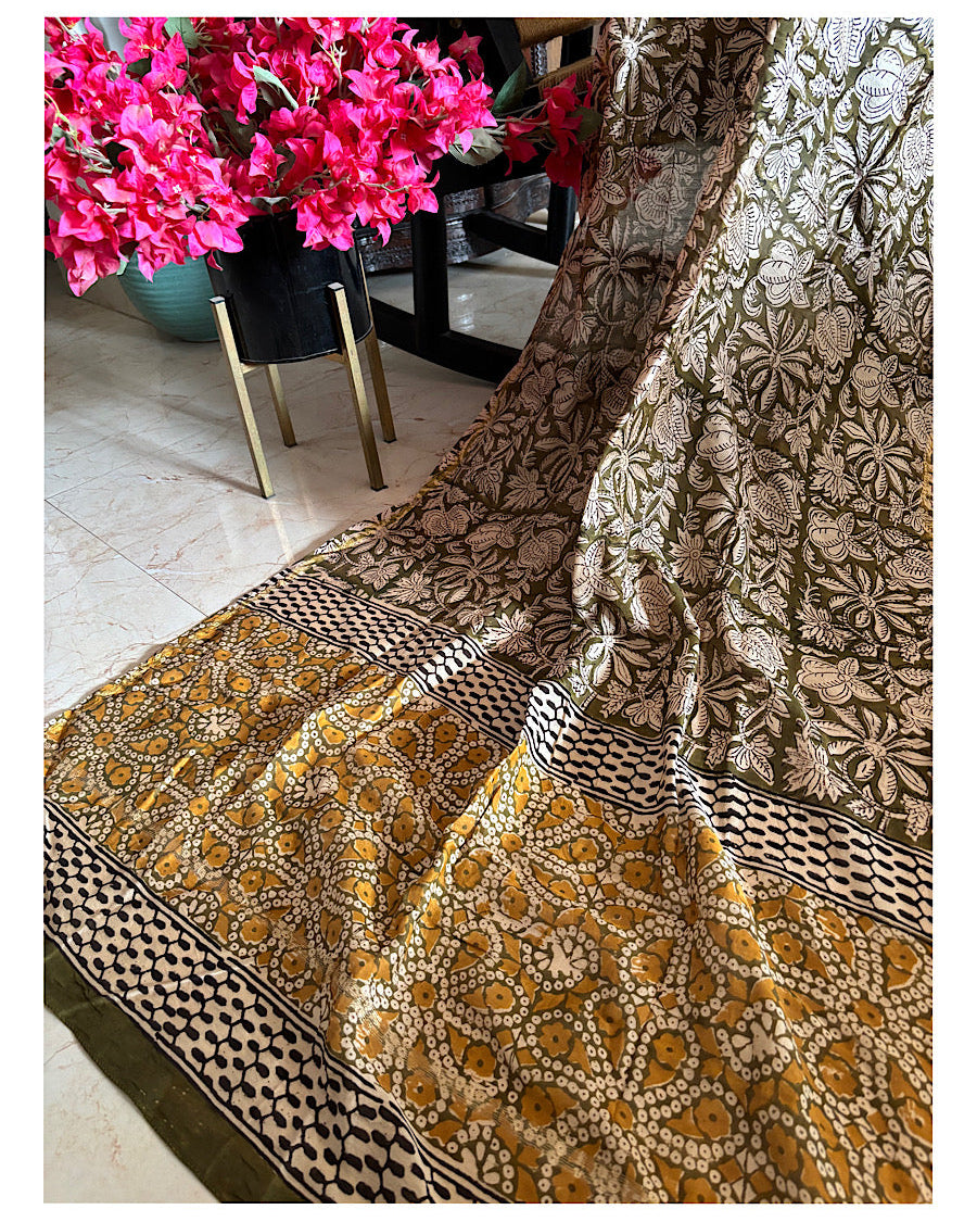 Chanderi Mehendi Baagh Dupatta