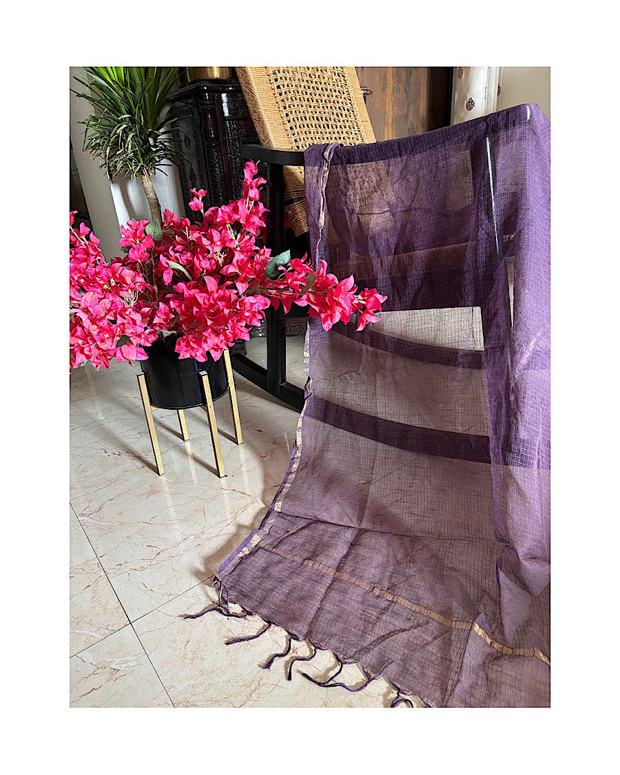 Kota Doria hand tied Purple