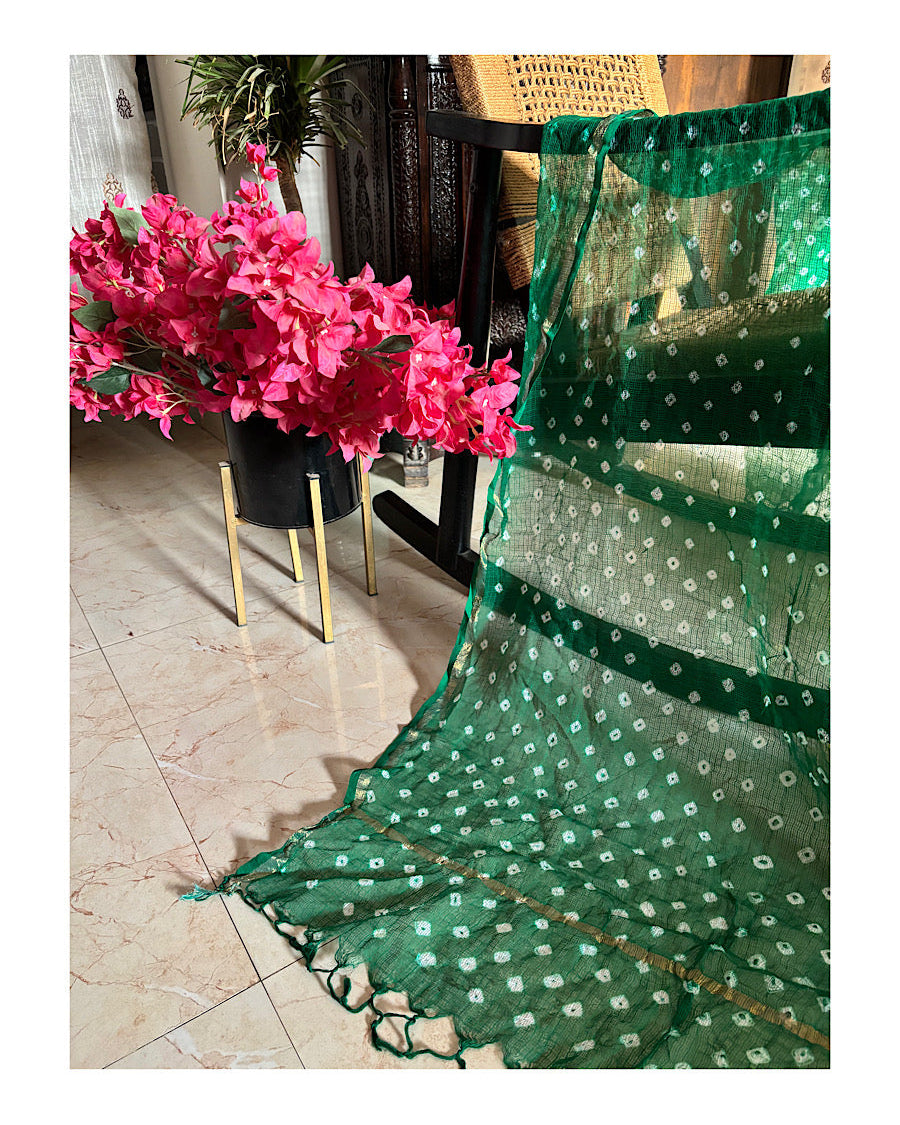 Green Bandhni Doria Dupatta