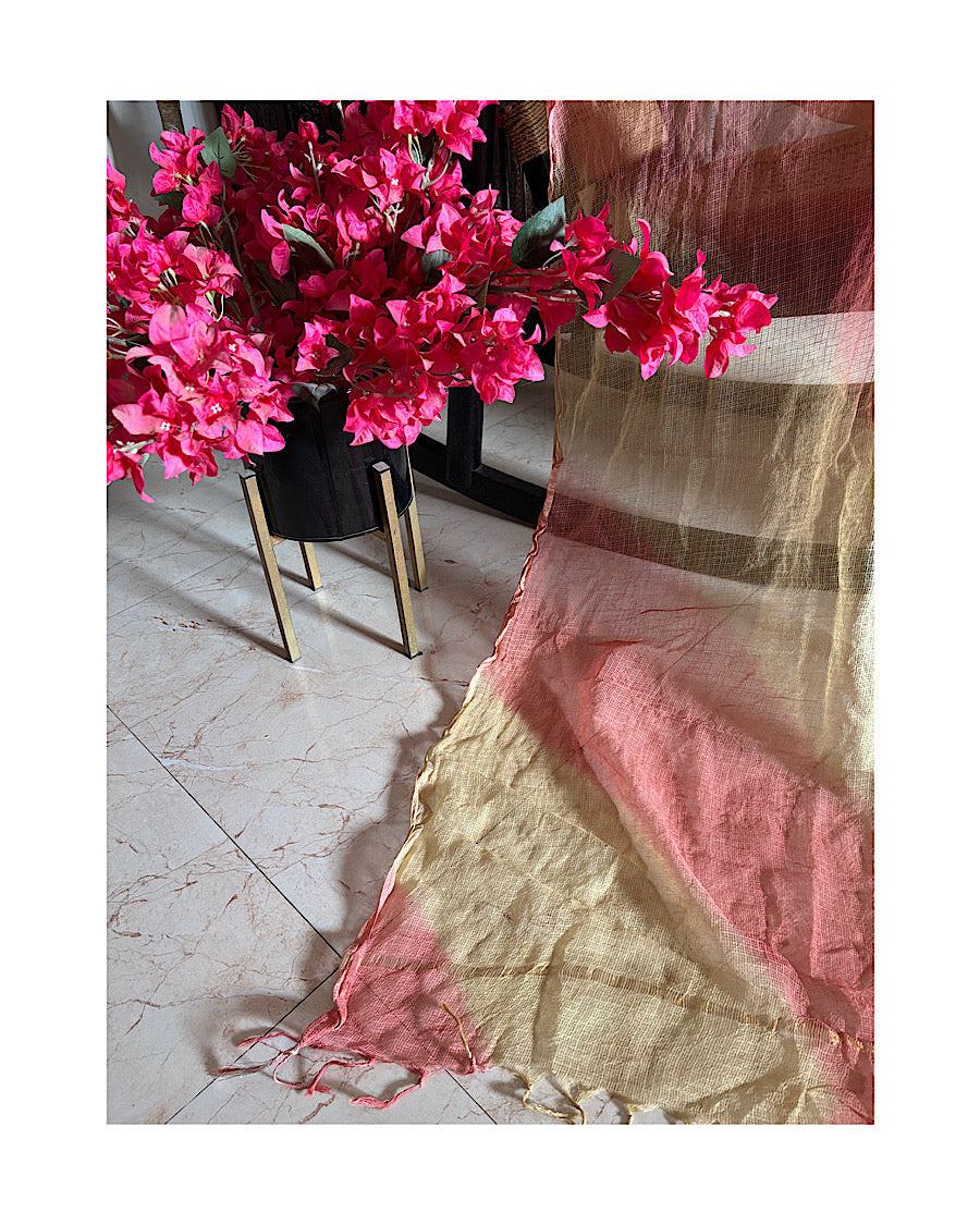 Beige Peach  double shaded Doria Dupatta