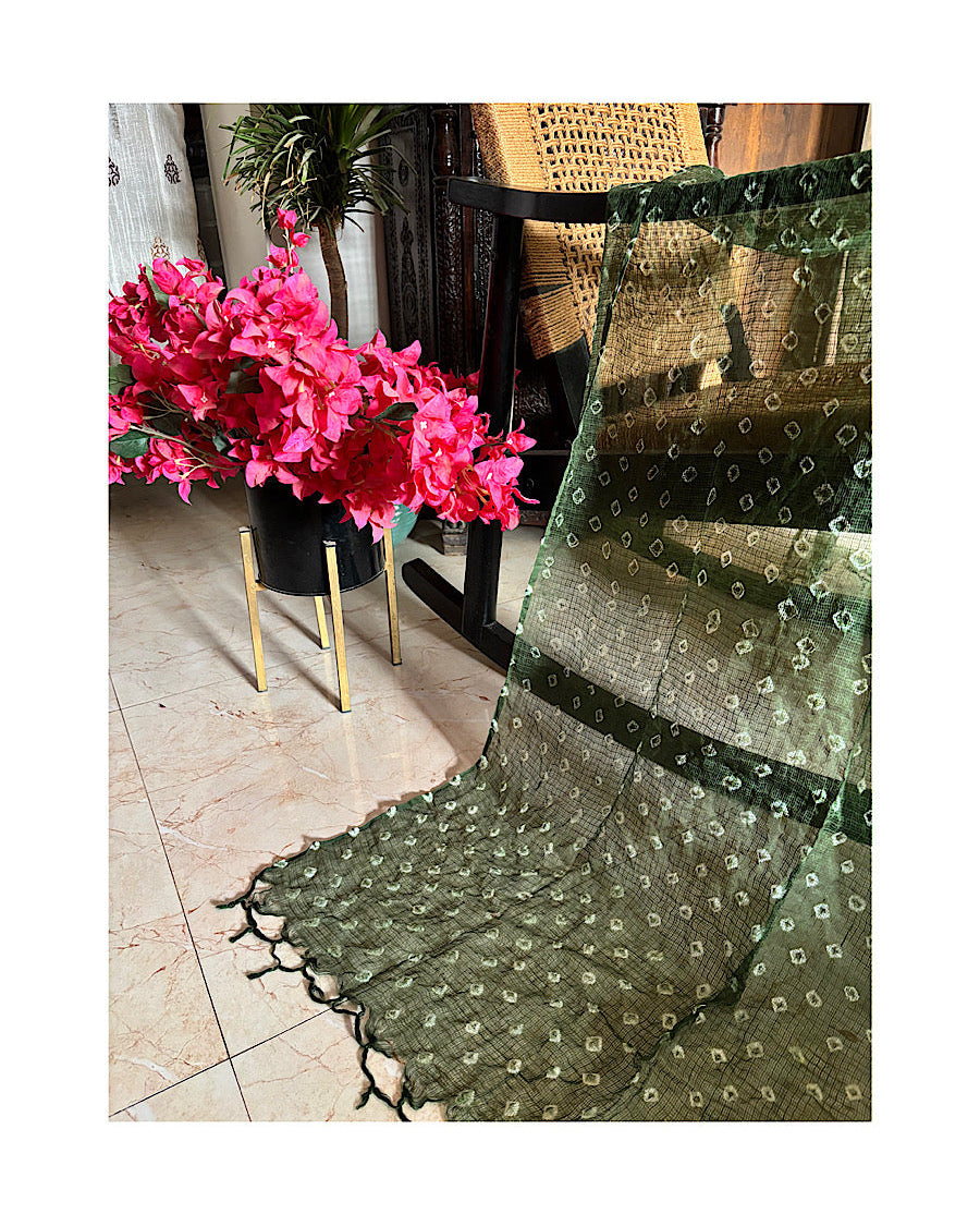 Mehendi hand tied bandhni Kota  Dupatta