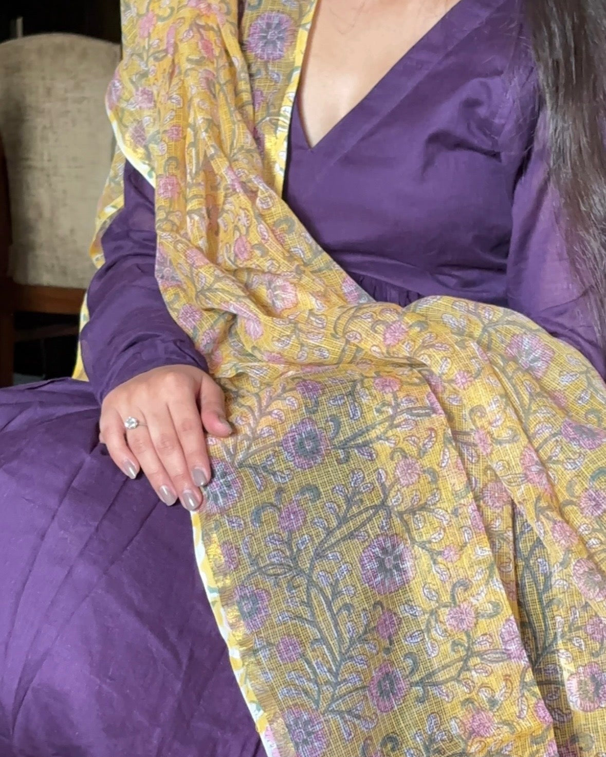 Purple Mul with Kota Doria