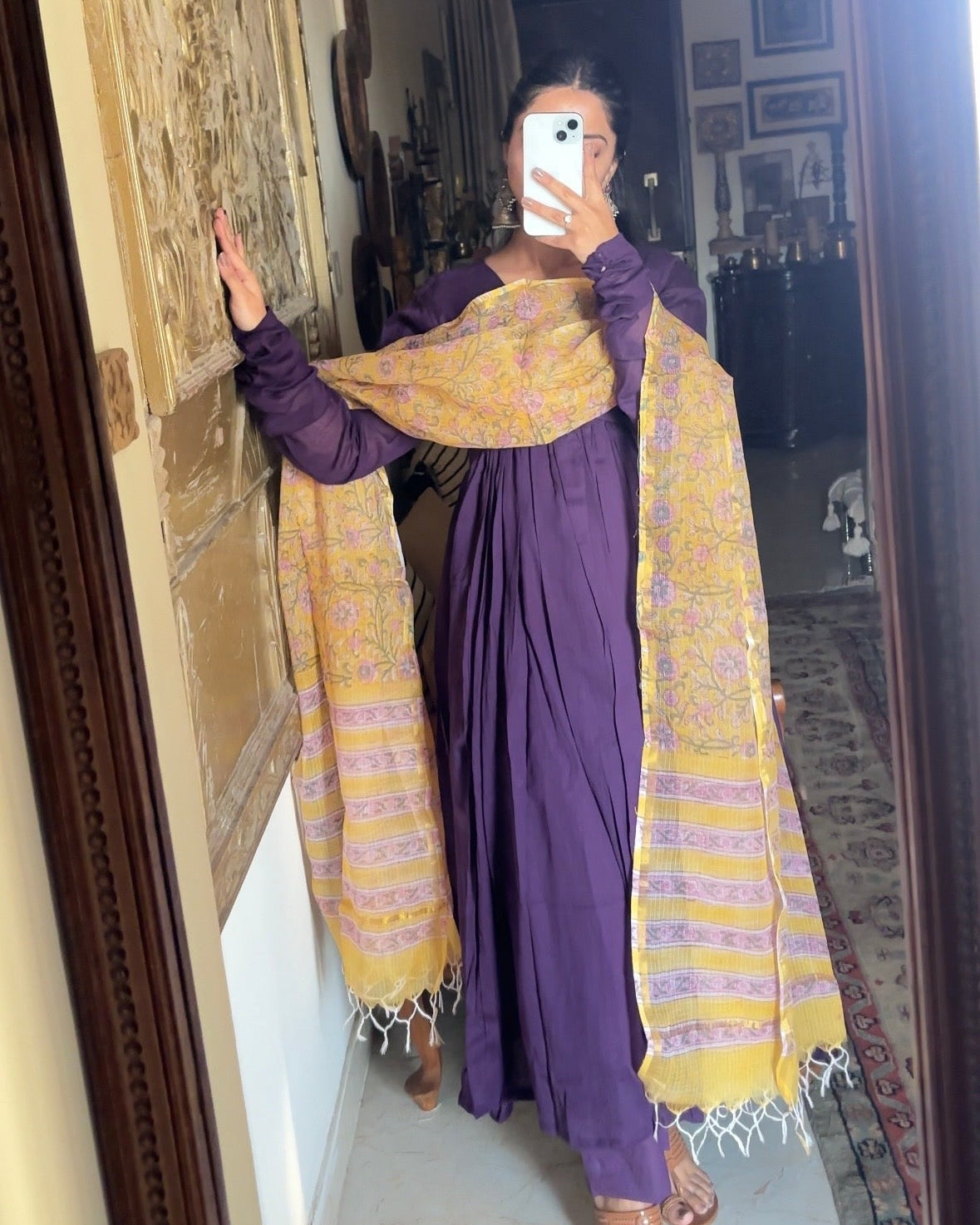 Purple Mul with Kota Doria