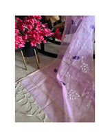 Lavender Kota Doria Threadwork Dupatta