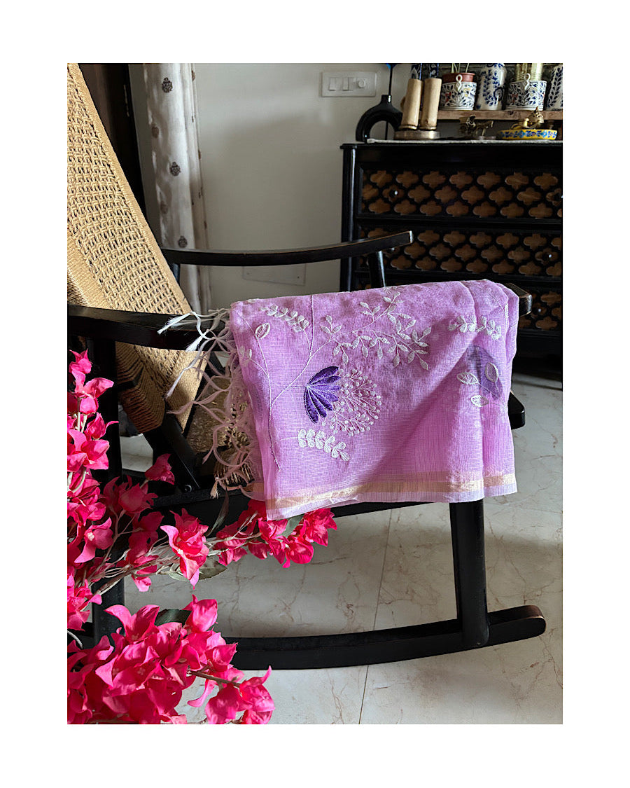Lavender Kota Threadwork Dupatta
