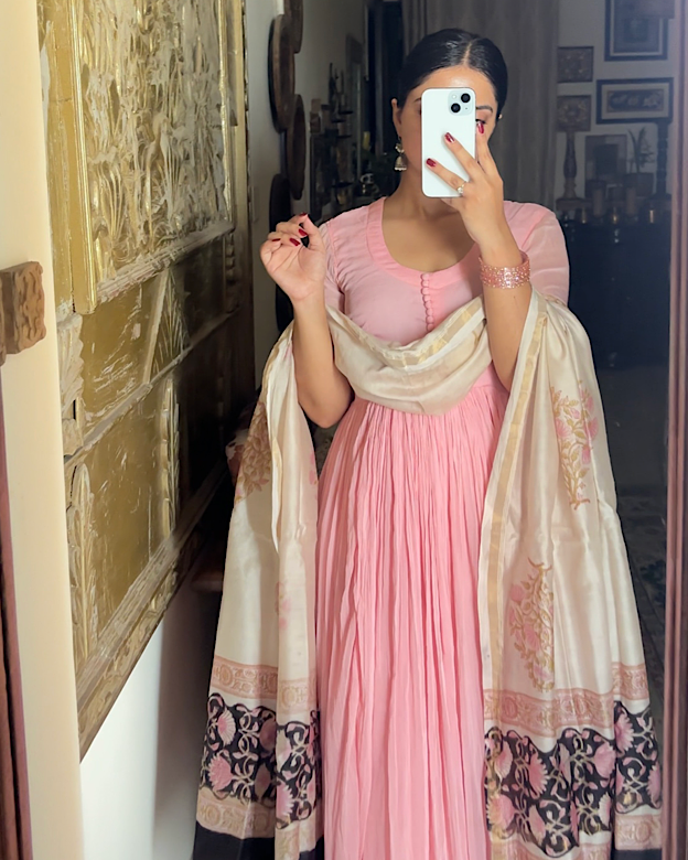 Pink Chiffon Anarkali