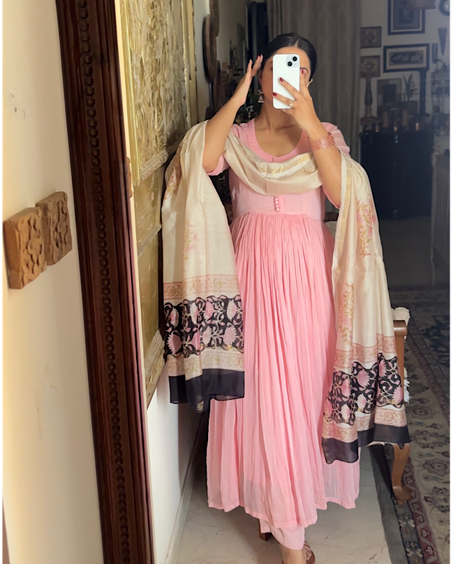 Pink Chiffon Anarkali