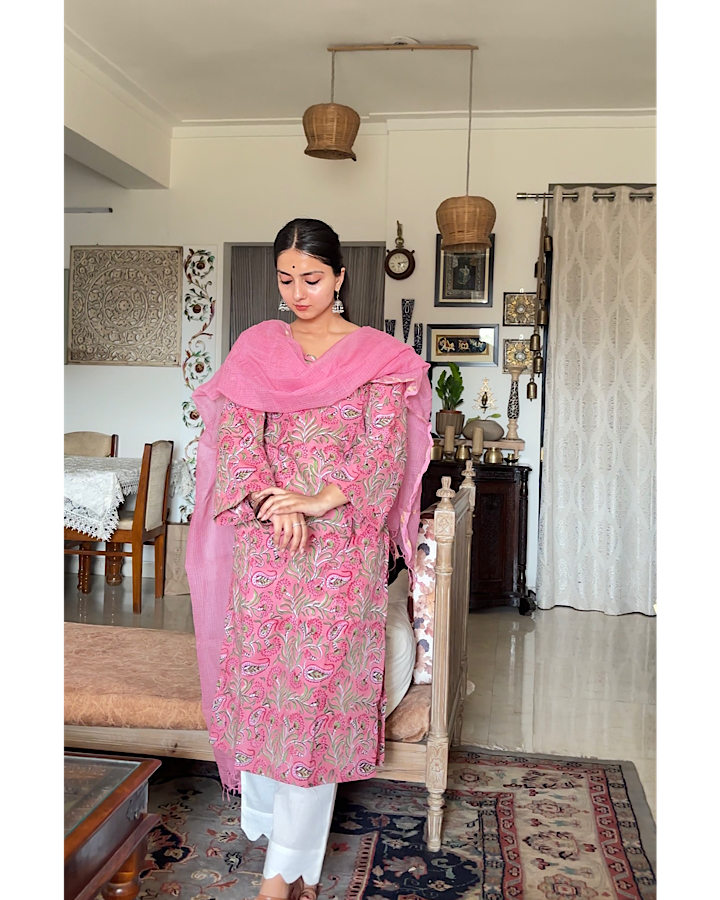 Summer Kameez Set - Gajri Pink