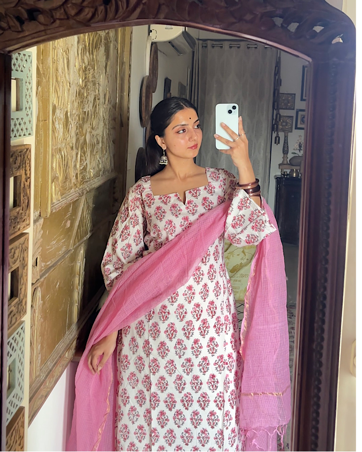 Summer Kameez Set - White