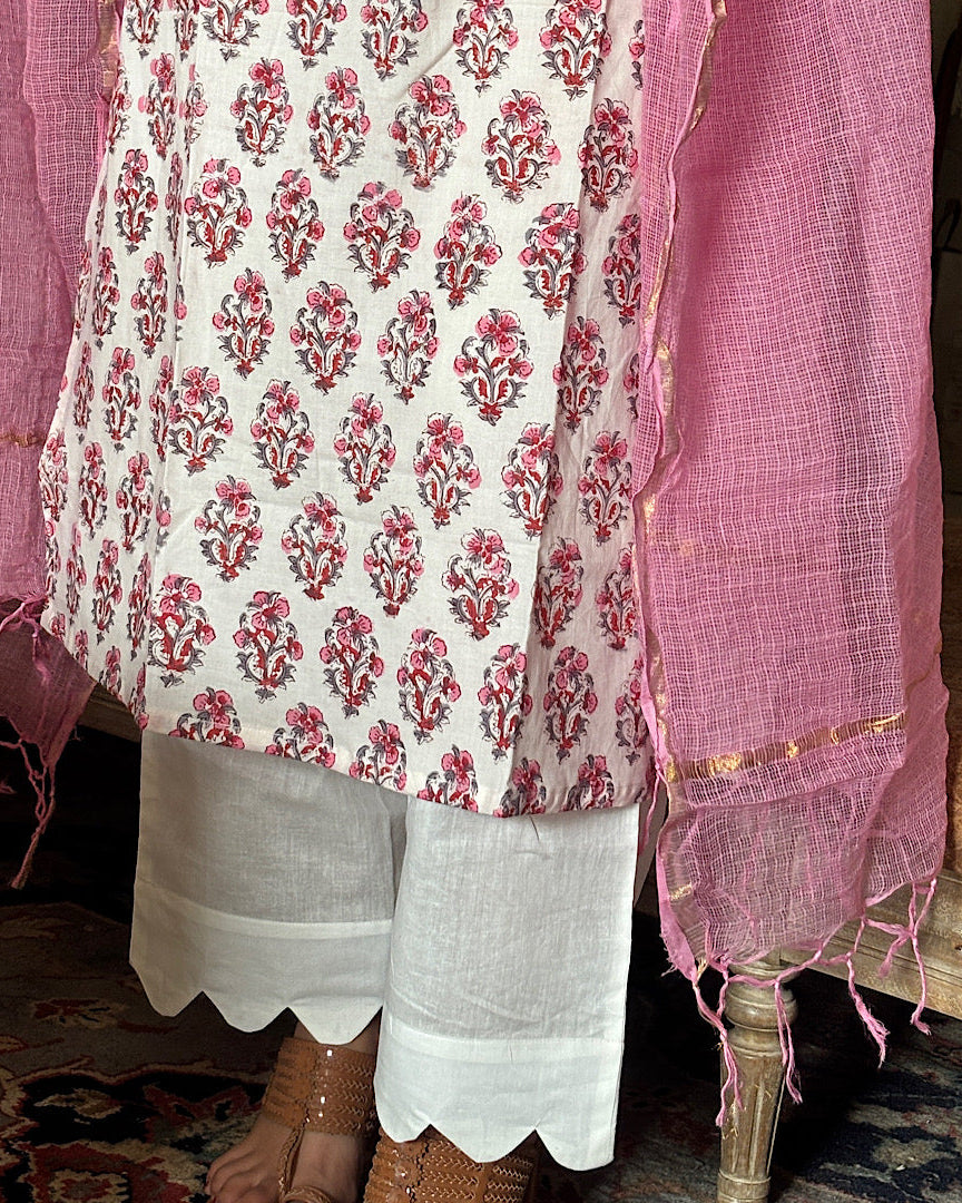 Summer Kameez Set - White