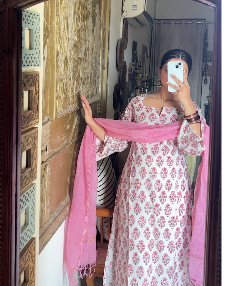 Summer Kameez Set - White