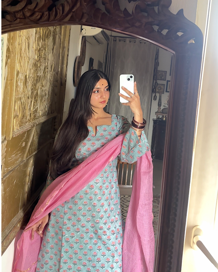 Summer Kameez Set - Sky Blue