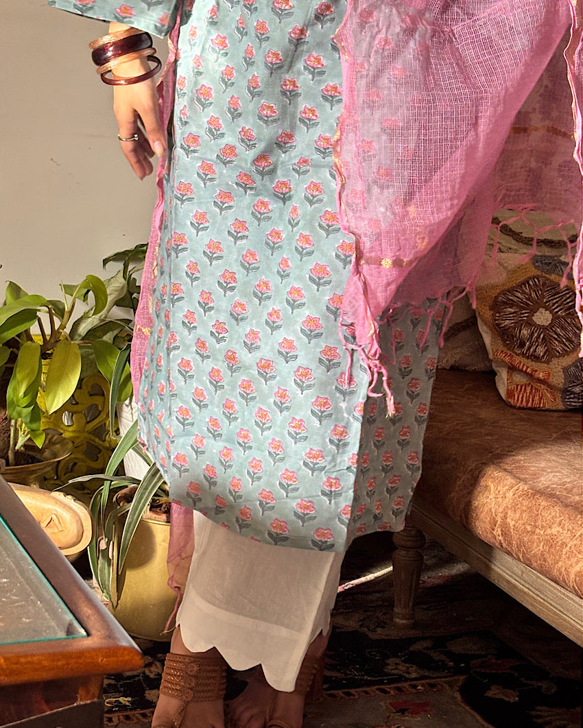 Summer Kameez Set - Sky Blue