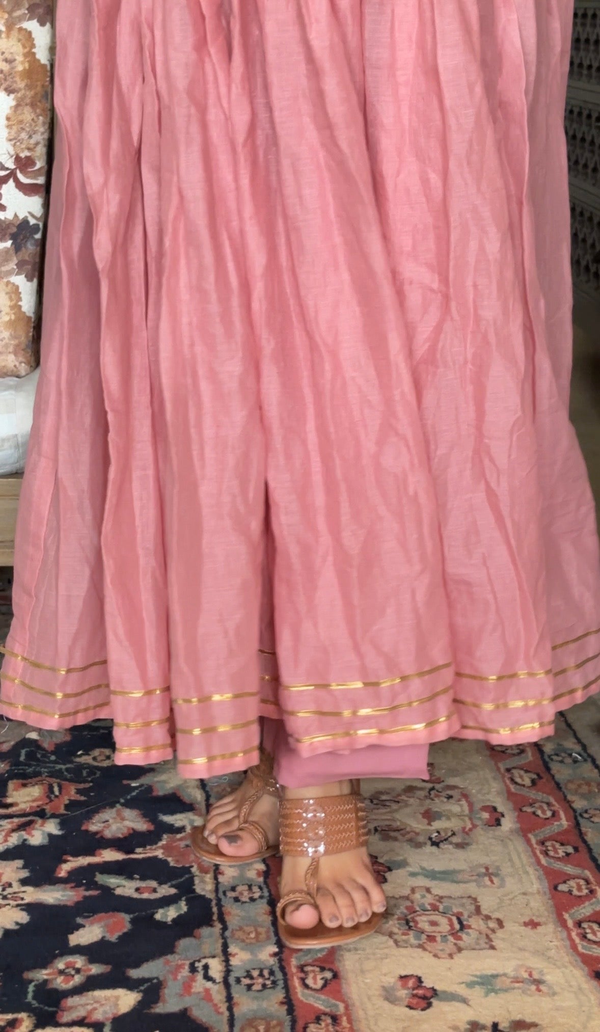 Salmon pink chaand set