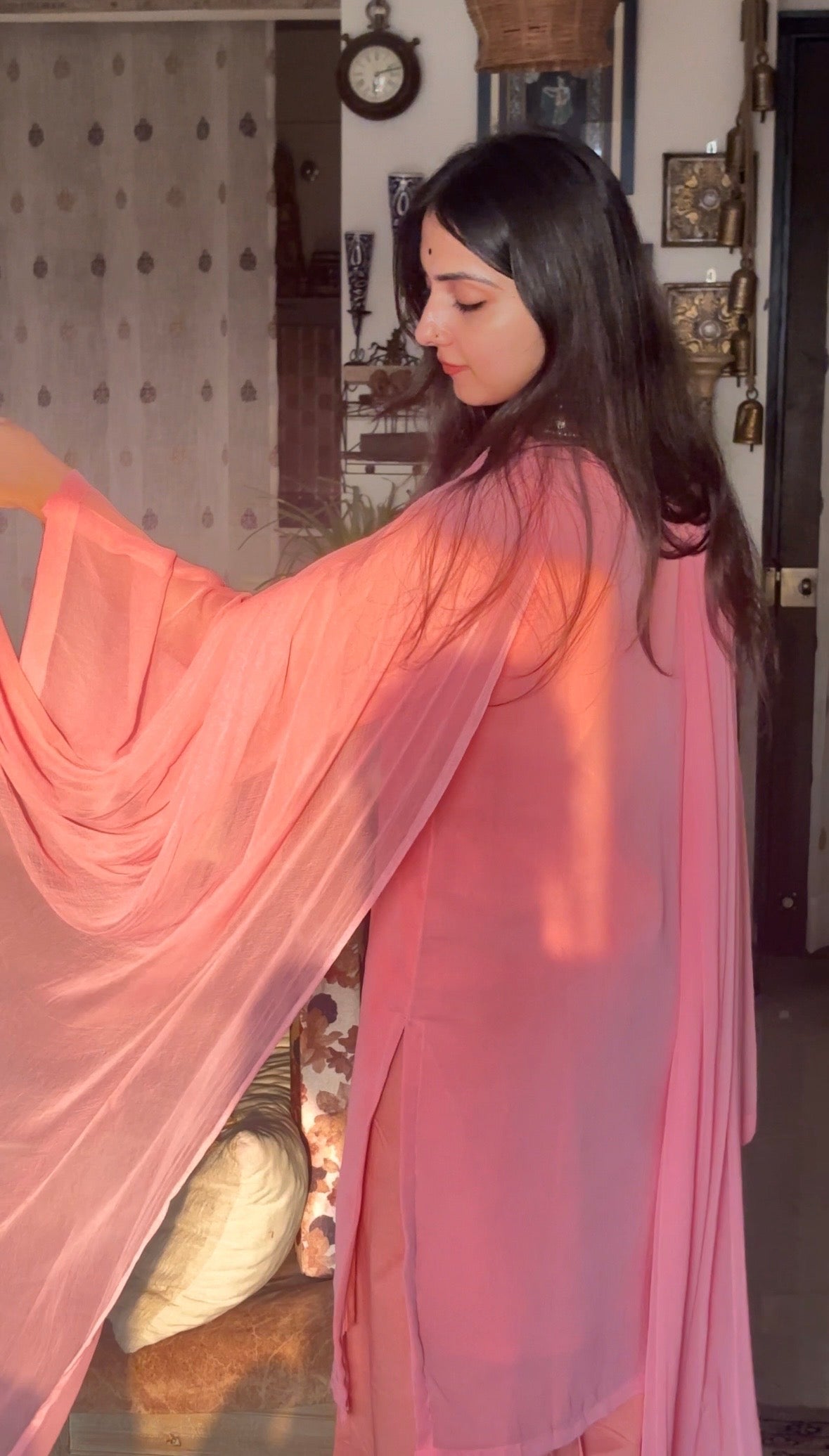 pink chiffon farshi